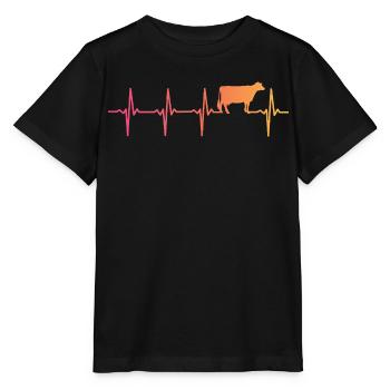 Kuh Sonnenuntergang Herzschlag Kuh Bauer - Stanley/Stella Kinder T-Shirt MINI CREATOR  - Schwarz - Vorne - Mikhail (115cm)