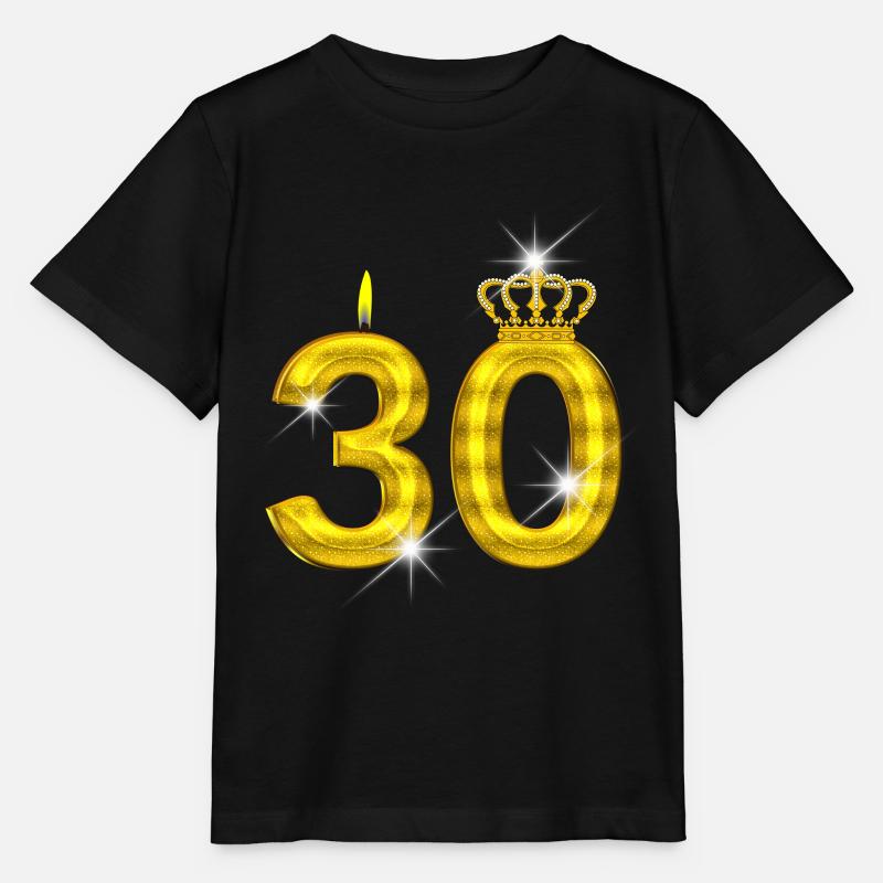 bougie d’anniversaire 30 - couronne - - or - T-shirt bio MINI CREATOR Stanley/Stella Enfant - noir