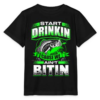 Start Drinkin - Fishing - EN - T-shirt bio MINI CREATOR Stanley/Stella Enfant - noir - Devant - Mikhail (115cm)