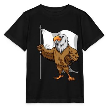 L’aigle fier avec la paix drapeau blanc à tête de mer - T-shirt bio MINI CREATOR Stanley/Stella Enfant - noir - Devant - Mikhail (115cm)
