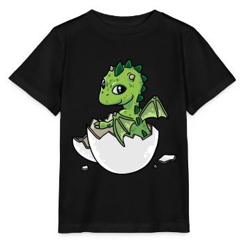 Petit bébé dragon dragon naissance oeuf coquille - T-shirt bio MINI CREATOR Stanley/Stella Enfant - noir - Devant - Mikhail (115cm)