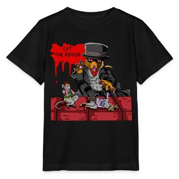 CAT THE RIPPER - The killer cat of London - Stanley/Stella MINI CREATOR Kids’ T-Shirt - black - Front - Mikhail (115cm)