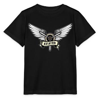 Aviateur pilote - T-shirt bio MINI CREATOR Stanley/Stella Enfant - noir - Devant - Mikhail (115cm)