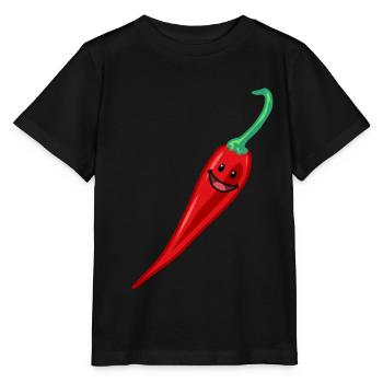 Chili Chilischote Pepperoni Gewürz Gemüse Vegan - Stanley/Stella Kinder T-Shirt MINI CREATOR  - Schwarz - Vorne - Mikhail (115cm)