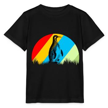 Cadeau oiseau animalier rétro pingouin - T-shirt bio MINI CREATOR Stanley/Stella Enfant - noir - Devant - Mikhail (115cm)