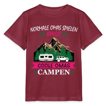 Cool Granny Camping Camping Granny - Stanley/Stella MINI CREATOR Kids’ T-Shirt - burgundy - Front - Kain (125cm)