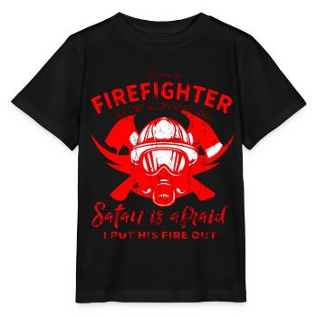Firefighter hero Firefighter devil fear - Stanley/Stella MINI CREATOR Kids’ T-Shirt - black - Front - Mikhail (115cm)