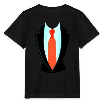 Faux costume avec cravate costume de combinaison - T-shirt bio MINI CREATOR Stanley/Stella Enfant - noir - Devant - Mikhail (115cm)