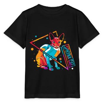 Sphynx Sphinx Chat Rétro - T-shirt bio MINI CREATOR Stanley/Stella Enfant - noir - Devant - Mikhail (115cm)
