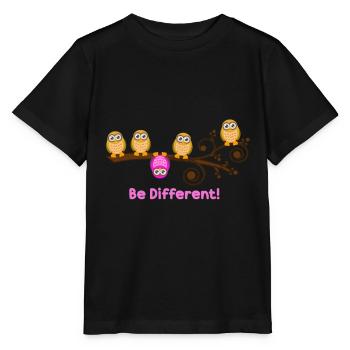 Be Different Sweet Owl Saying - Stanley/Stella MINI CREATOR Kids’ T-Shirt - black - Front - Mikhail (115cm)