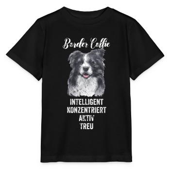 Border Collie - Stanley/Stella Kinder T-Shirt MINI CREATOR  - Schwarz - Vorne - Mikhail (115cm)