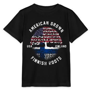 Finnland Nation Fahne Geschenk - Stanley/Stella Kinder T-Shirt MINI CREATOR  - Schwarz - Vorne - Mikhail (115cm)