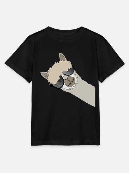 Cooles Lama Alpaka Mit Sonnenbrille - Stanley/Stella Kinder T-Shirt MINI CREATOR - Schwarz