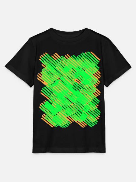 Orange Neon Grün Streifen - Stanley/Stella Kinder T-Shirt MINI CREATOR - Schwarz