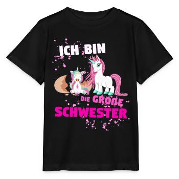 Einhorn Schwester Schwesterherz Geburt - Stanley/Stella Kinder T-Shirt MINI CREATOR  - Schwarz - Vorne - Mikhail (115cm)