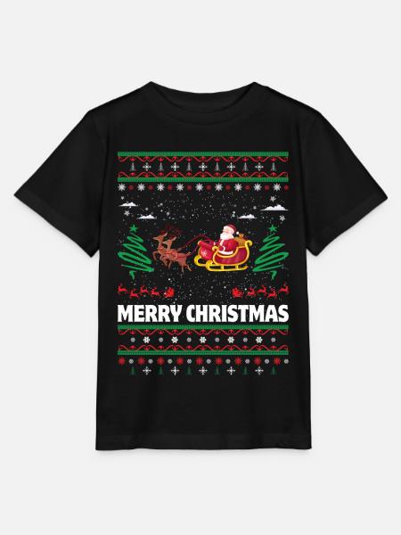 Merry Christmas Ugly Christmas Design - Stanley/Stella Kinder T-Shirt MINI CREATOR  - Schwarz