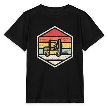 Retro Badge Forklift - Stanley/Stella MINI CREATOR Kids’ T-Shirt - black - Front - Mikhail (115cm)
