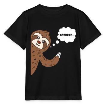 Goodbye Sloth Faultier Winken Tschau Tschüss - Stanley/Stella Kinder T-Shirt MINI CREATOR  - Schwarz - Vorne - Mikhail (115cm)