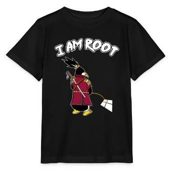 Linux Penguin I Am Root Geeks Nerd Computer Ninja - Stanley/Stella MINI CREATOR Kids’ T-Shirt - black - Front - Mikhail (115cm)