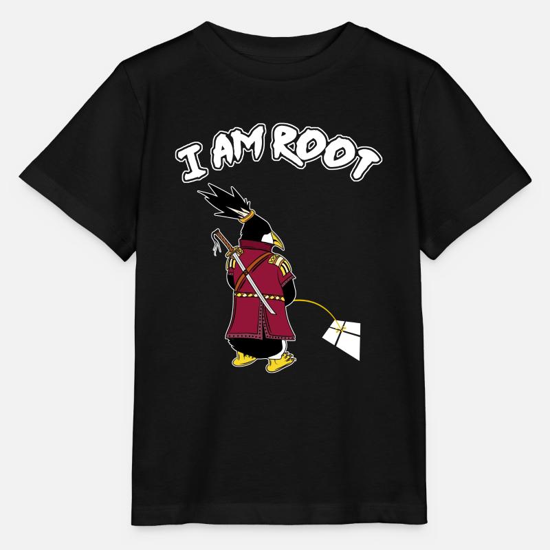 Linux Pinguin I Am Root Geeks Nerd Computer Ninja - Stanley/Stella Kinder T-Shirt MINI CREATOR  - Schwarz