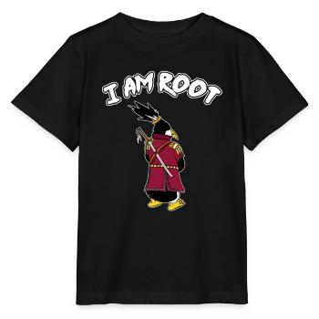Linux Penguin I Am Root Geeks Nerd Computer Ninja - Stanley/Stella MINI CREATOR Kids’ T-Shirt - black - Front - Mikhail (115cm)