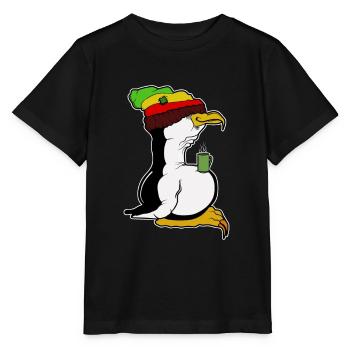 Tux Linux Penguin Coffee Break Computer Geek Rasta - Stanley/Stella MINI CREATOR Kids’ T-Shirt - black - Front - Mikhail (115cm)