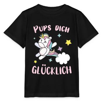 Pups dich gluecklich Einhorn - Stanley/Stella Kinder T-Shirt MINI CREATOR  - Schwarz - Vorne - Mikhail (115cm)