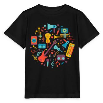 Diverse Instrumente Musikschule Musiker Instrument - Stanley/Stella Kinder T-Shirt MINI CREATOR  - Schwarz - Vorne - Mikhail (115cm)