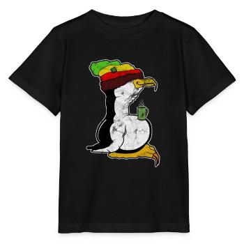 Tux Linux Penguin Coffee Break Computer Nerd Retro - Stanley/Stella MINI CREATOR Kids’ T-Shirt - black - Front - Mikhail (115cm)