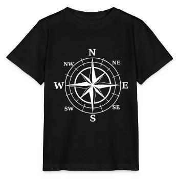 Nautik Windrose Kompass Seefahrt Maritim Ahoi - Stanley/Stella Kinder T-Shirt MINI CREATOR  - Schwarz - Vorne - Mikhail (115cm)