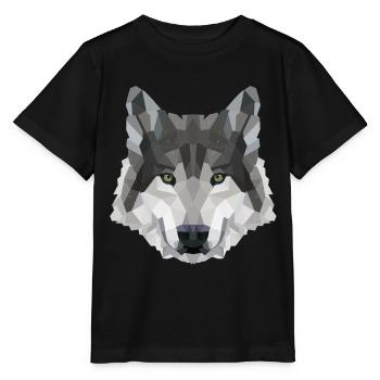 POLYGON WOLF MYTH FANTASY Husky - Stanley/Stella Kinder T-Shirt MINI CREATOR  - Schwarz - Vorne - Mikhail (115cm)