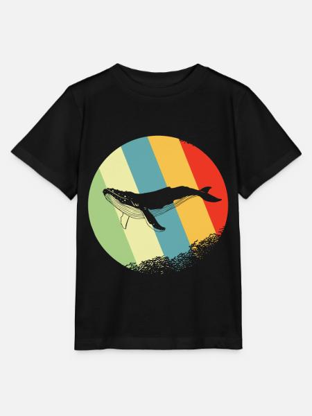 Tiburón ballena retro y vintage circle - Stanley/Stella T-shirt MINI CREATOR til børn - sort