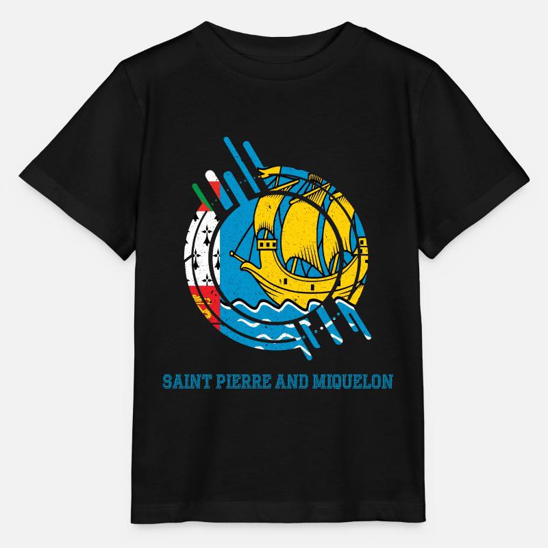 Saint Pierre et Miquelon rond signe pays couleur - T-shirt bio MINI CREATOR Stanley/Stella Enfant - noir