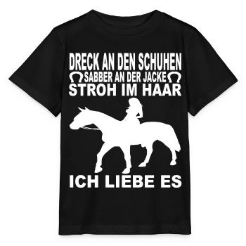 Reiten Reiterrinnen Reitsport Reitverein Reiter - Stanley/Stella Kinder T-Shirt MINI CREATOR  - Schwarz - Vorne - Mikhail (115cm)