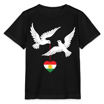 Kurdistan design Kurdish flag with two doves - Stanley/Stella MINI CREATOR Kids’ T-Shirt - black - Front - Mikhail (115cm)