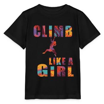 Climb like a girl women climbing climbing hall - Stanley/Stella MINI CREATOR Kids’ T-Shirt - black - Front - Mikhail (115cm)