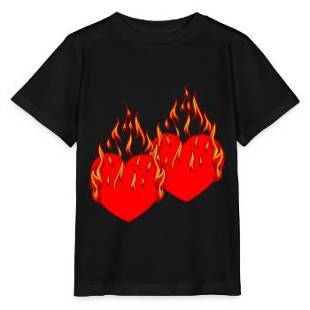 Coeur Valentin Love Flame Romantique - T-shirt bio MINI CREATOR Stanley/Stella Enfant - noir - Devant - Mikhail (115cm)