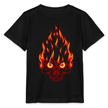 Hardrock Rocker tatouage tête de mort moto flamme - T-shirt bio MINI CREATOR Stanley/Stella Enfant - noir - Devant - Mikhail (115cm)