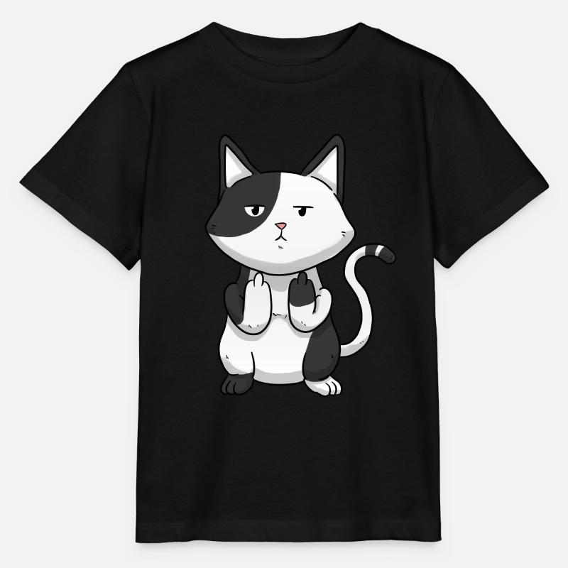 Cat middle finger - Stanley/Stella MINI CREATOR Kids’ T-Shirt - black