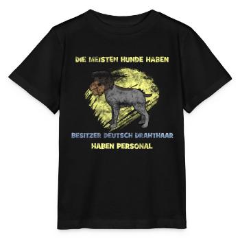 Deutsch Drathaar Hund Jagdhund - Stanley/Stella Kinder T-Shirt MINI CREATOR  - Schwarz - Vorne - Mikhail (115cm)