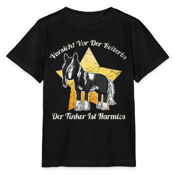 Irish Tinker Pferd Gypsy Cop - Stanley/Stella Kinder T-Shirt MINI CREATOR  - Schwarz - Vorne - Mikhail (115cm)