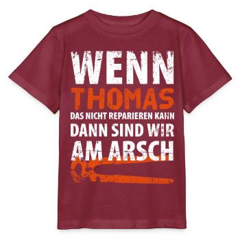 Heimwerker Thomas - Stanley/Stella Kinder T-Shirt MINI CREATOR  - Burgunderrot - Vorne - Kain (125cm)