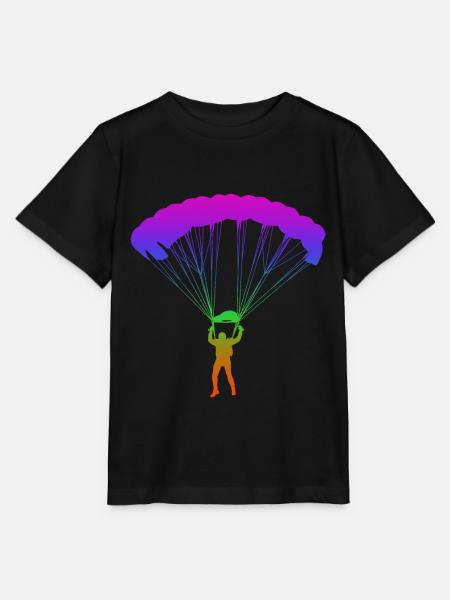 Fallschirmspringen Regenbogen Silhuette - Stanley/Stella Kinder T-Shirt MINI CREATOR  - Schwarz