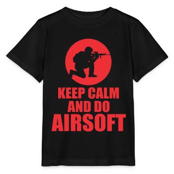 Ruhig Bleiben und Airsoft - Stanley/Stella Kinder T-Shirt MINI CREATOR  - Schwarz - Vorne - Mikhail (115cm)