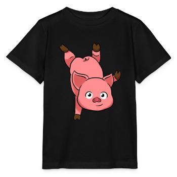 Pig handstand - Stanley/Stella MINI CREATOR Kids’ T-Shirt - black - Front - Mikhail (115cm)