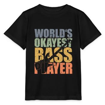 Bass Player Gift WORLD'S OKAYEST BASS PLAYER - Stanley/Stella Kinder T-Shirt MINI CREATOR  - Schwarz - Vorne - Mikhail (115cm)