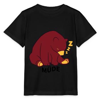 Tired bear - I'm tired - sleep - Stanley/Stella MINI CREATOR Kids’ T-Shirt - black - Front - Mikhail (115cm)