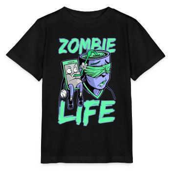 Smartphone téléphone portable addiction vie zombie - T-shirt bio MINI CREATOR Stanley/Stella Enfant - noir - Devant - Mikhail (115cm)
