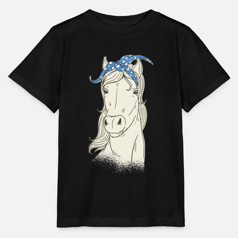 Cheval motif cavalier tête de cheval cheval - T-shirt bio MINI CREATOR Stanley/Stella Enfant - noir