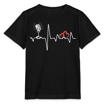 Mikrophon Herzschlag Musiker Sänger Sänger T-Shirt - Stanley/Stella Kinder T-Shirt MINI CREATOR  - Schwarz - Vorne - Mikhail (115cm)